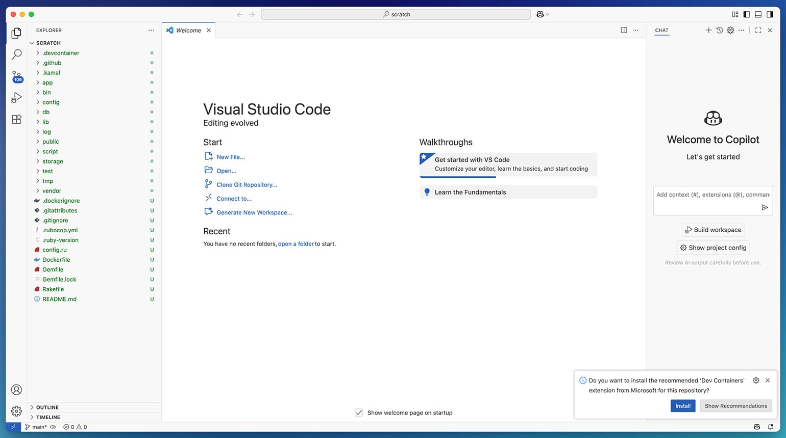 install dev containers extension