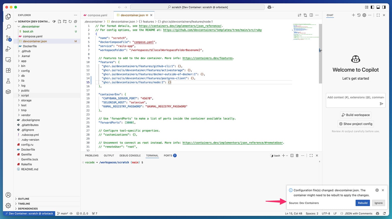 Rebuild container after config changes